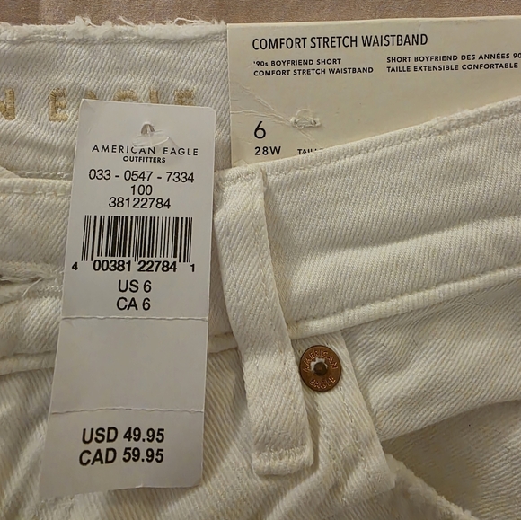 American Eagle Outfitters White Jean Shorts Relaxed Fit - Picture 3 of 3